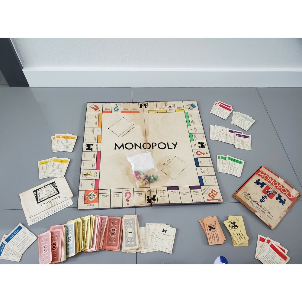 Vintage 1935 Original Monopoly Game Board Money Property Instructions etc..